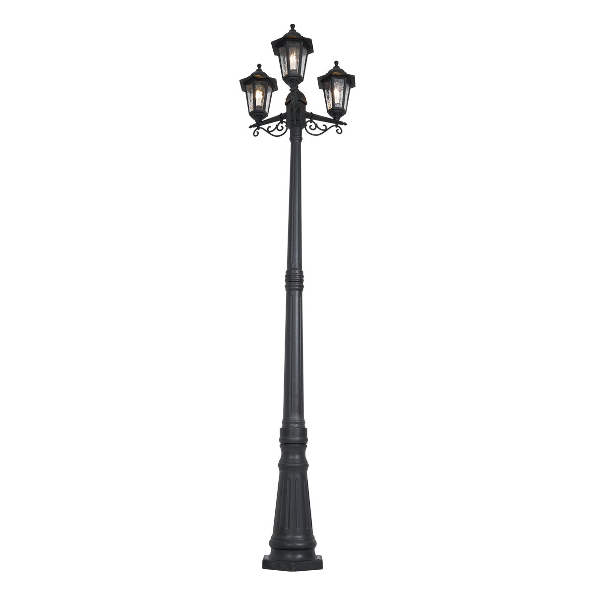 Qazqa classic-antique lanterne extérieure pour jardin - New Haven Hammered - noir, max. 15w, e27, 218cm, IP44, rond, à 3 - 5