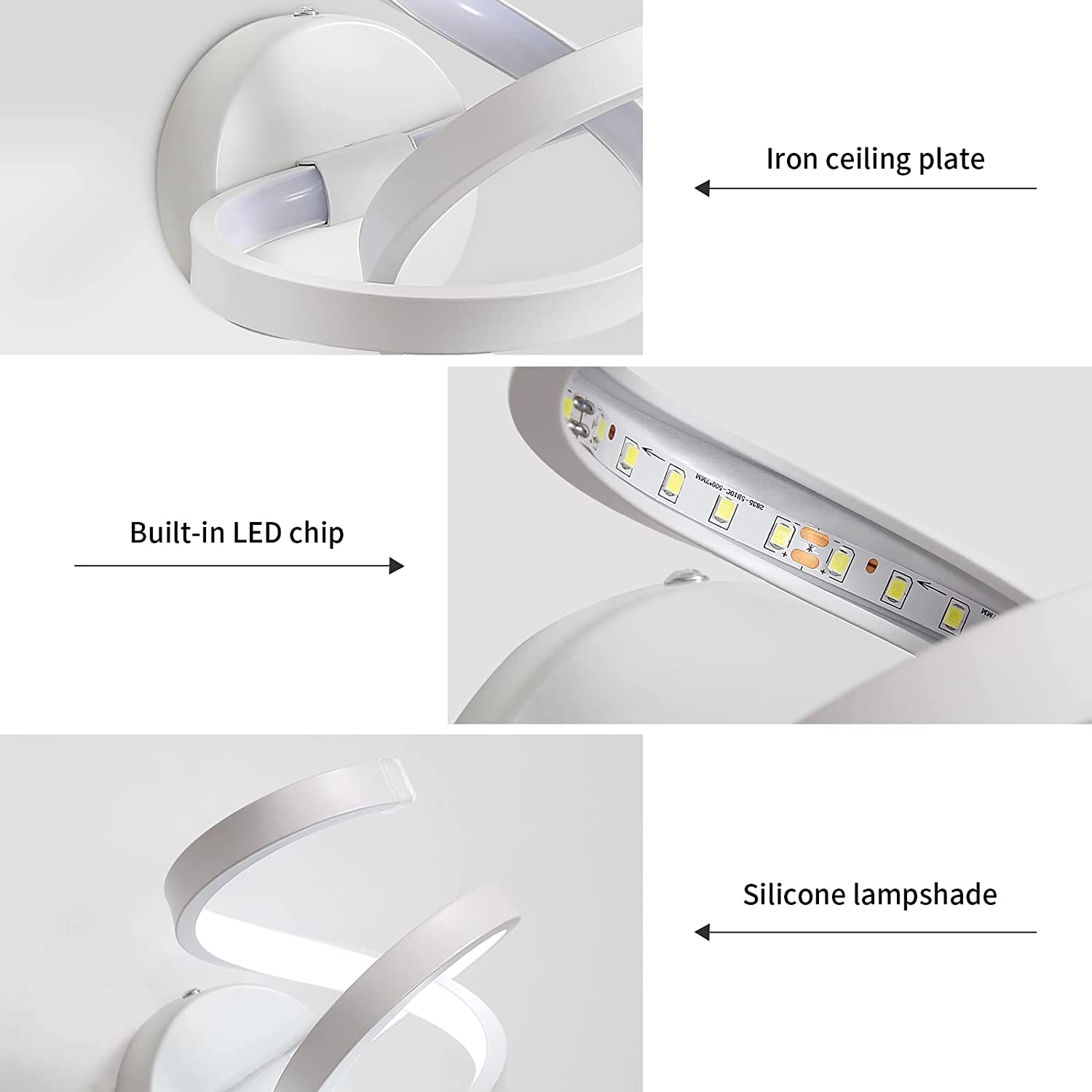 Lampada da Parete Interno, Moderno Applique da Parete a spirale 18W (6000K) LED Bianco freddo, Lampada a Muro in Acrilico, per comodino, sfondo TV Sog - 6