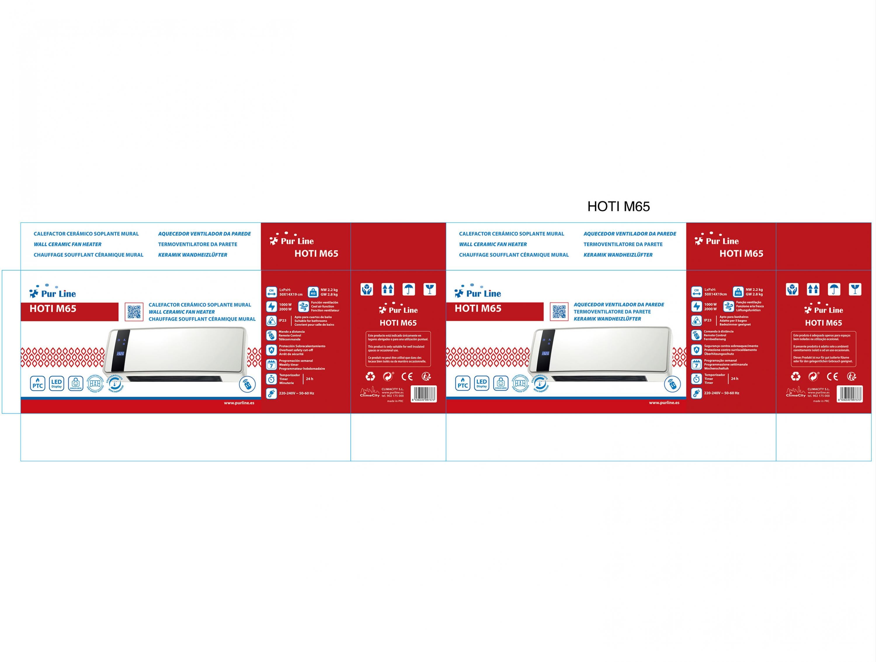 Aquecedor de parede cerámico 2000 W com visor digital, controlo remoto e temporizador - 7