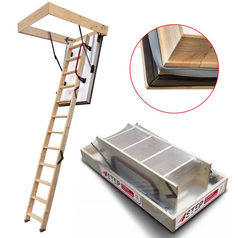 Drewniane Schody Strychowe 4Step NORDIC 87mm 130x80 dodatkowa uszczelka