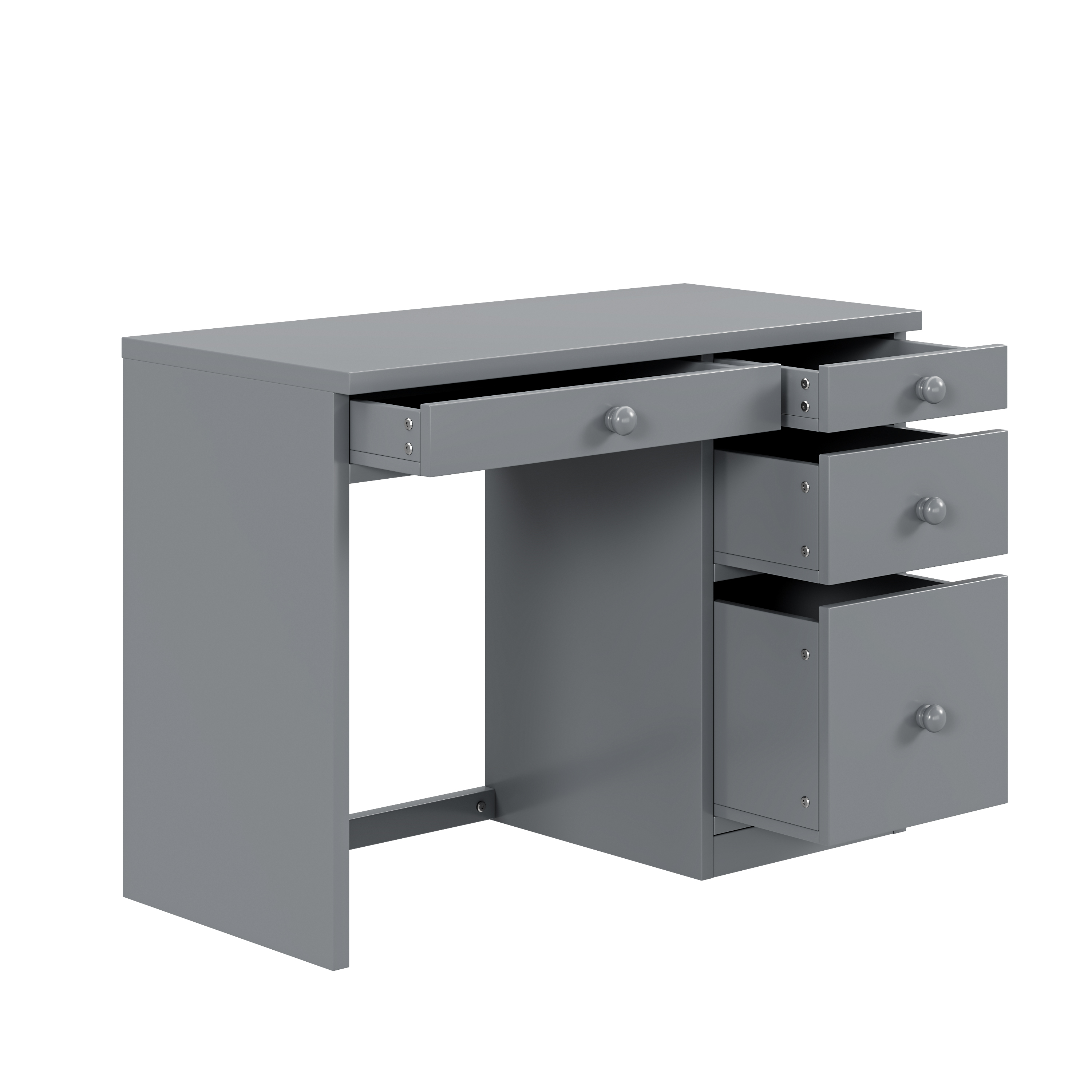 Letto a soppalco 90 x 200 cm con armadietti e scrivania per computer, letto a soppalco multifunzionale in legno per bambini in grigio - 9