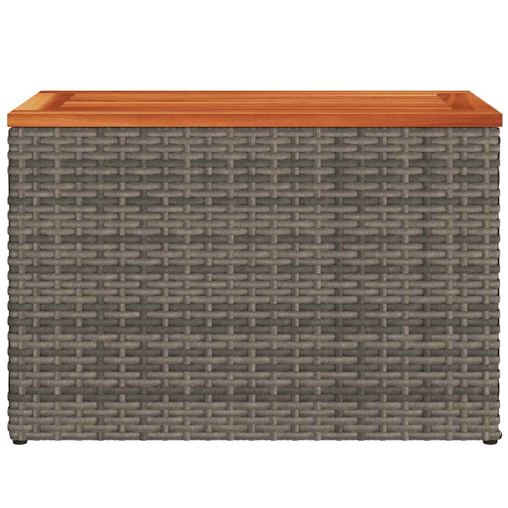 Mesas de apoio p/ jardim, Mesa de terraço 2 pcs vime PE/madeira maciça cinzento - 6