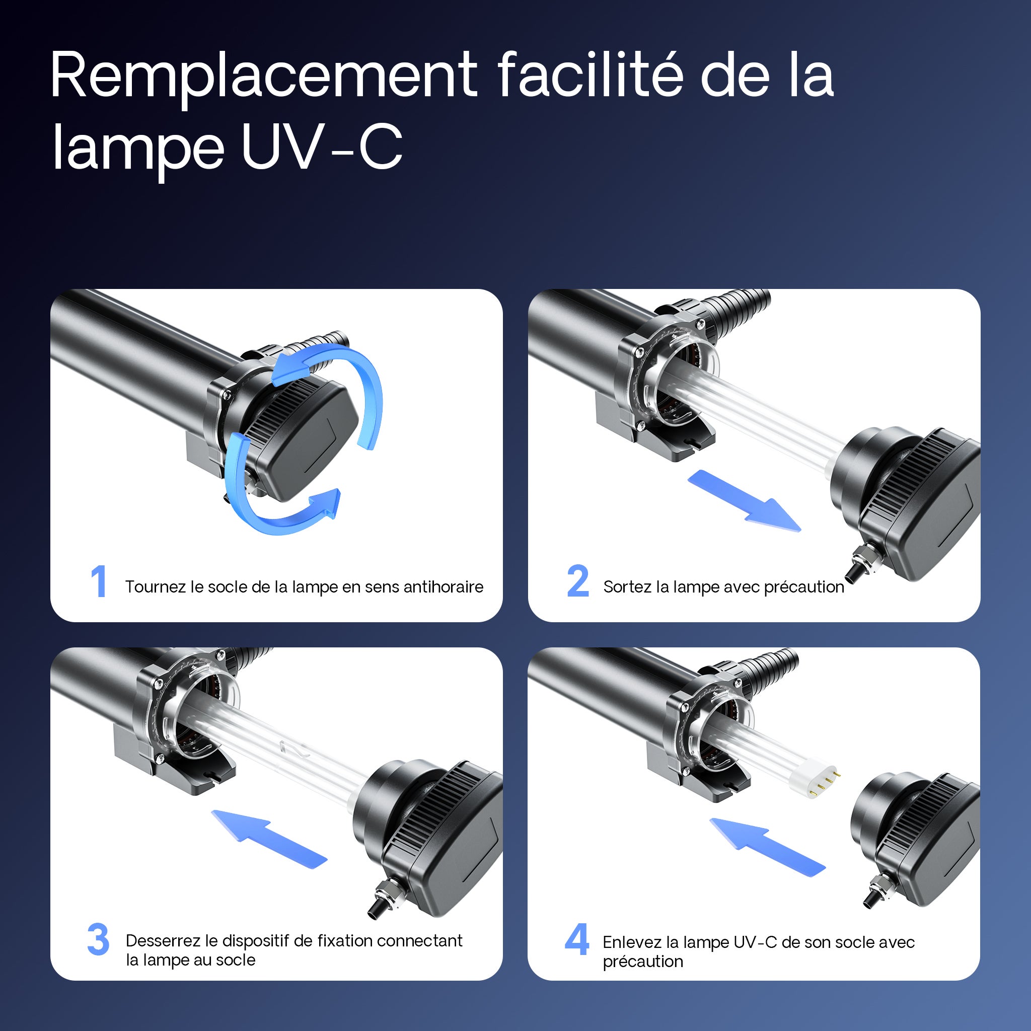 CUV-336 Stérilisateur Clarificateur de bassins ou d’étang - débit max. 7000 l/h - avec Lampe rayons UV-C 36 W + Miroir inox - pour Poissons… SunSun... - 8