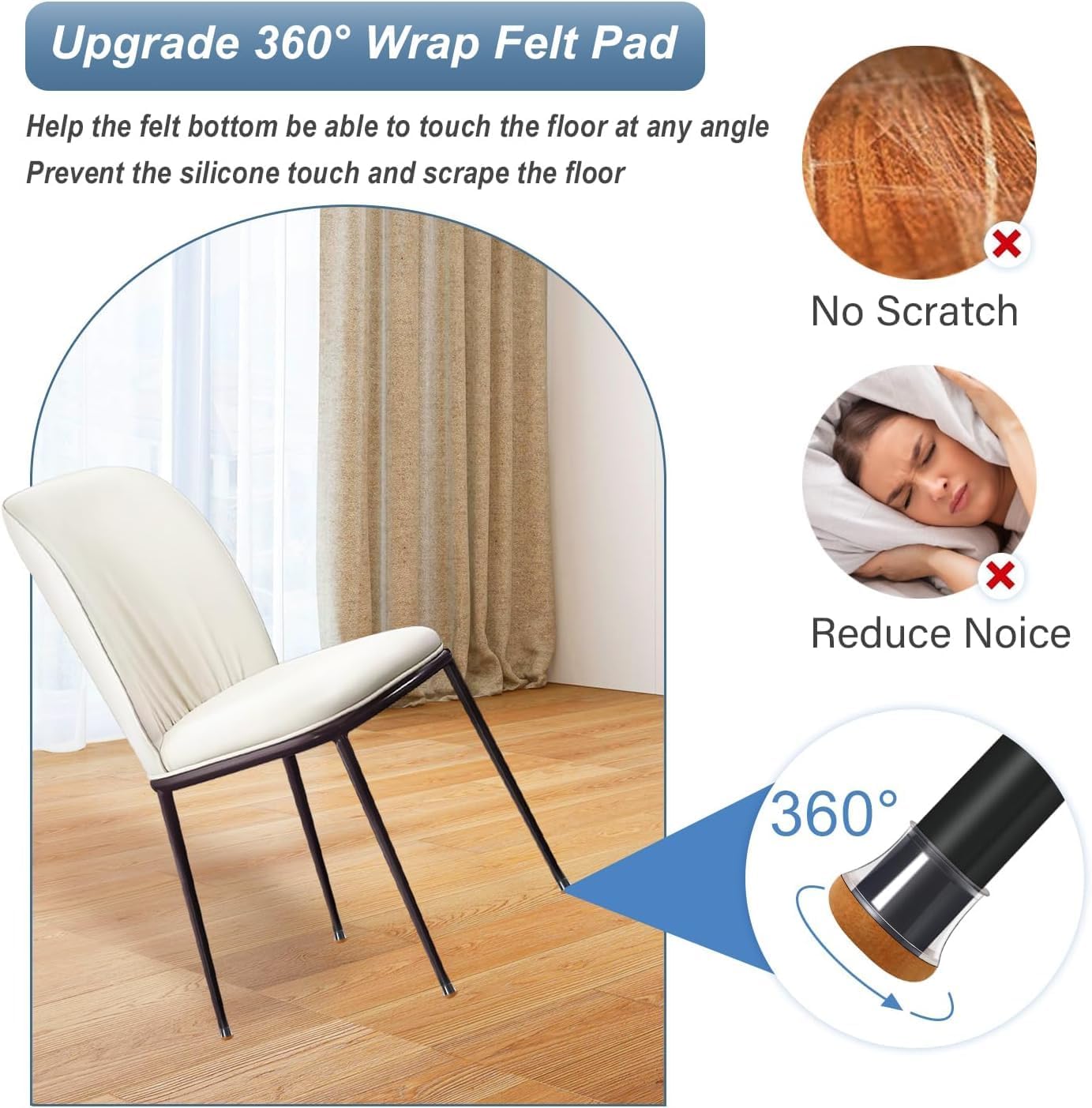 SOIMISS – 20 Protezioni In Silicone E Feltro Per Gambe Di Sedia, Antiscivolo E Antigraffio, Adatte A Gambe Quadrate, Facili Da Montare