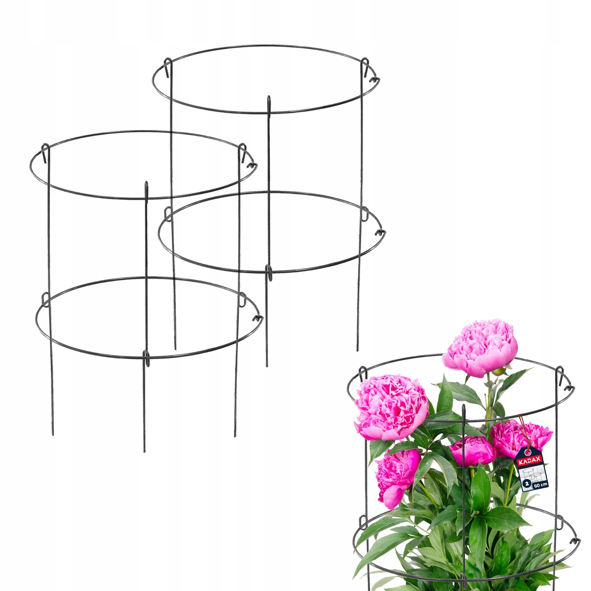 PODPORA DO ROŚLIN KWIATÓW RÓŻ METALOWA OBEJMA NA KWIATY PODPÓRKA 60 cm 2szt
