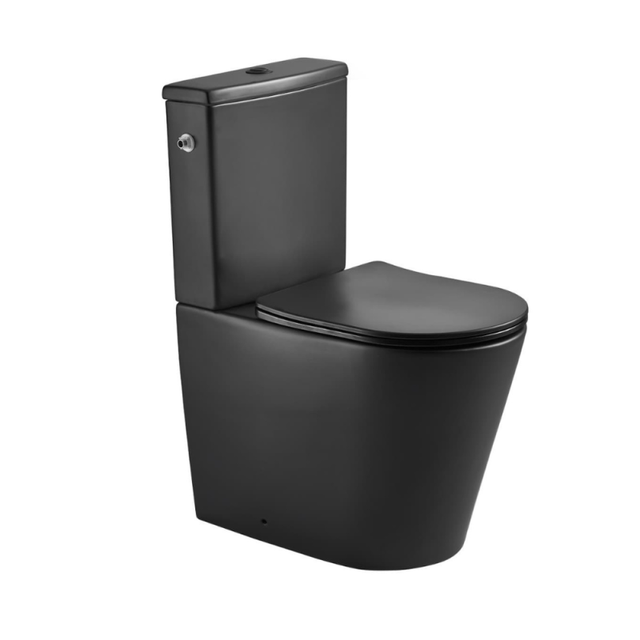 Brevis WC à poser sans bride + abattant softclose, noir mat (SATBRE031RREXVPBKM)