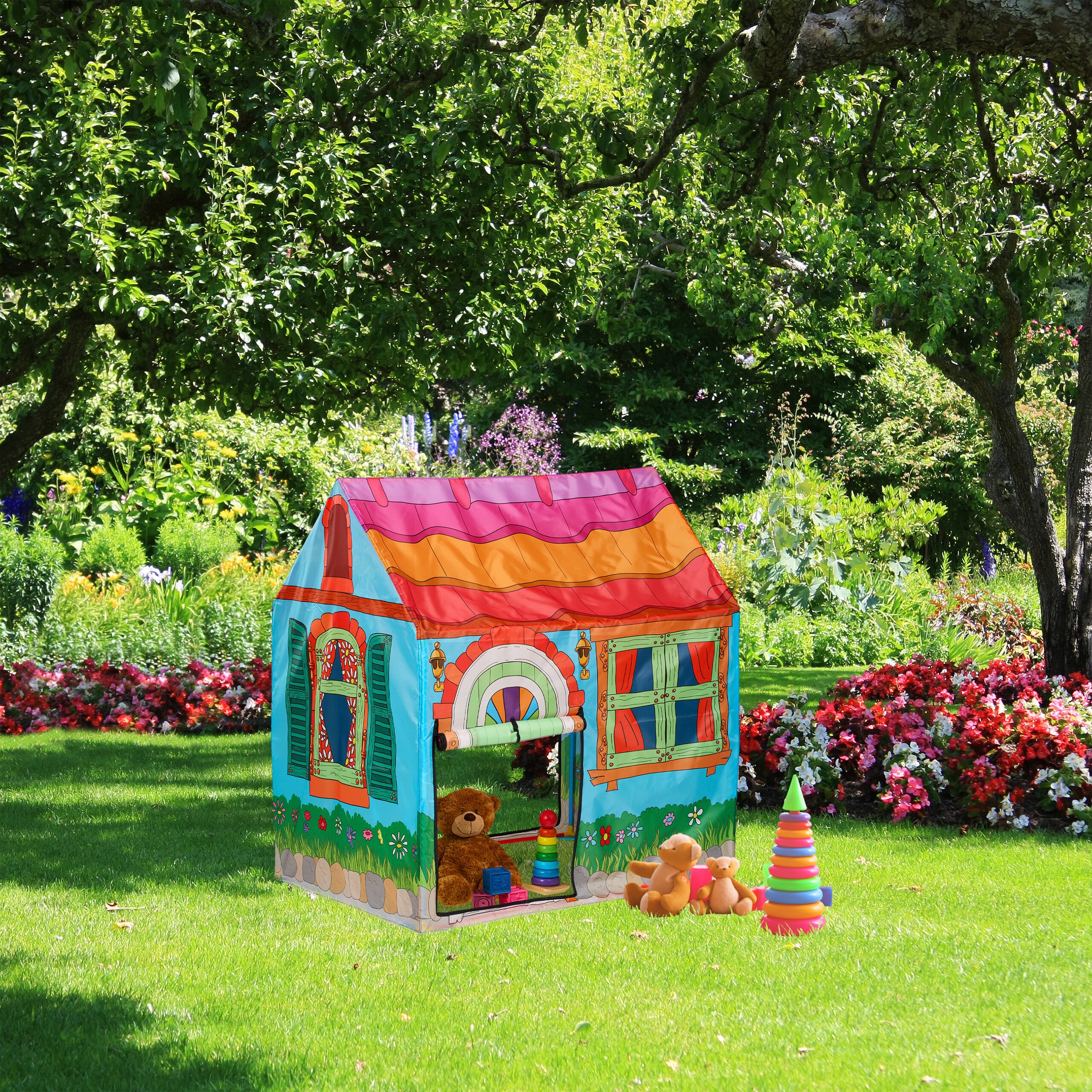 Relaxdays Tenda Da Gioco A Forma Di Casetta Per Bambine, Giocattolo - Foto 13