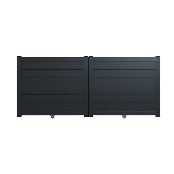Portail aluminium coulissant plein en kit dimensions L.3500 (entre piliers) X H.1700 mm Couleurs Gris (RAL 7016) - 3