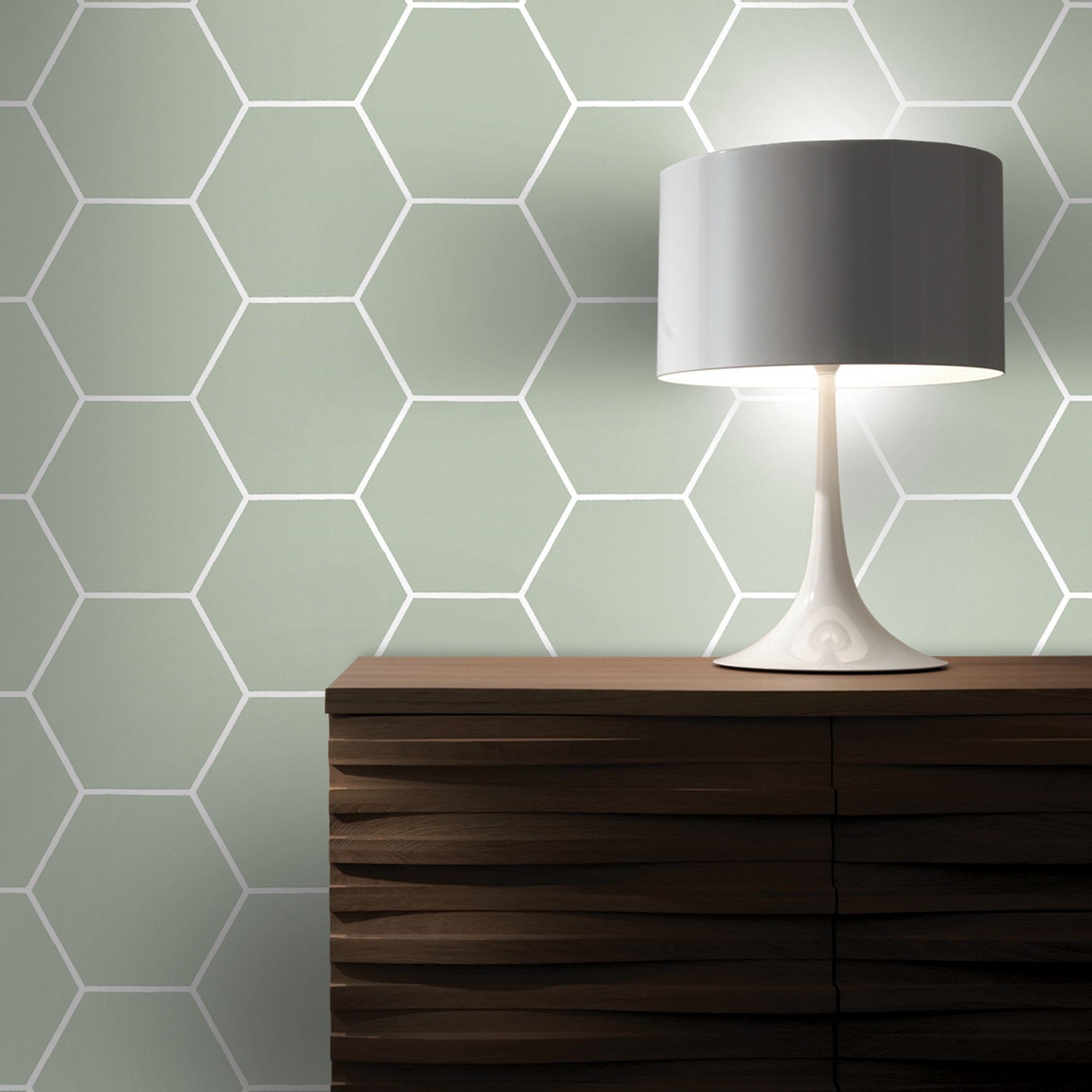 Papier peint intissé Quadrillage en Hexagone 1005 x 52cm Vert | Leroy ...