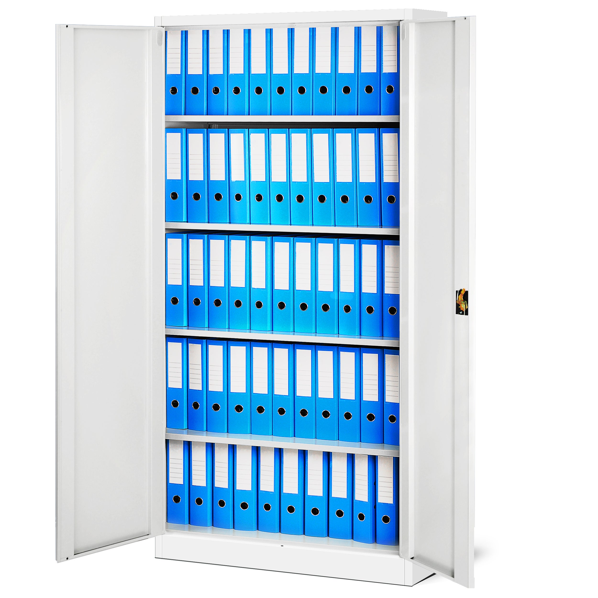 Armoire de Bureau de Rangement Métallique 4 étagères réglables 185 cm x 90 cm x 40 cm Blanc - 6