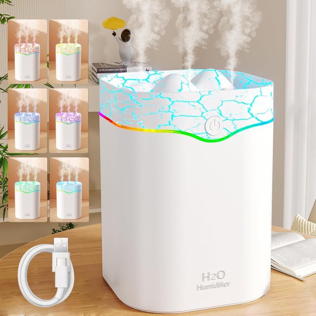 Mini Humidificateur D'Air Kissleaf 650ml - 15H Autonomie - Silencieux 28dB - Lumière Chaude