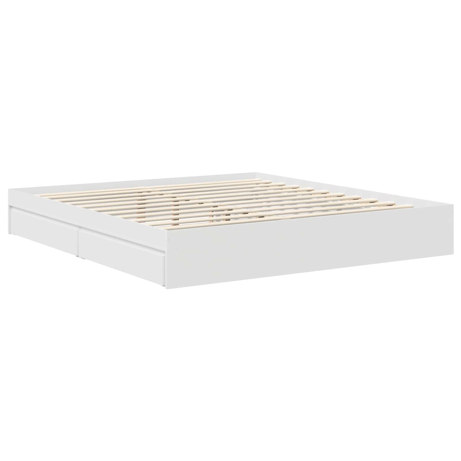 Lit de rangement réglable blanc 180 x 200 cm en panneau de bois - 6