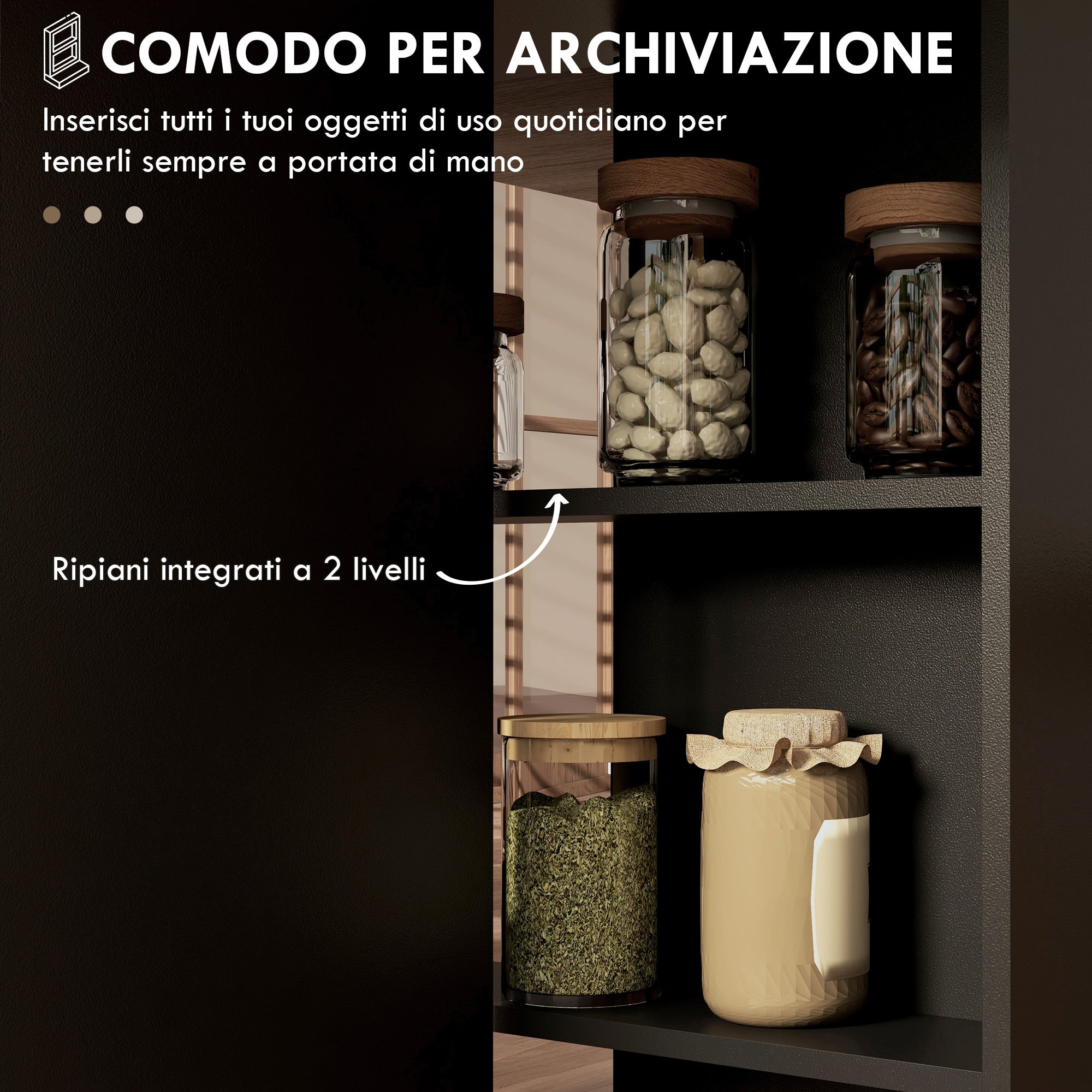 HOMCOM Tavolo Pieghevole Consolle per 4-6 persone con Ruote e Ripiani, 140x75x74cm, Rovere e Nero - 5