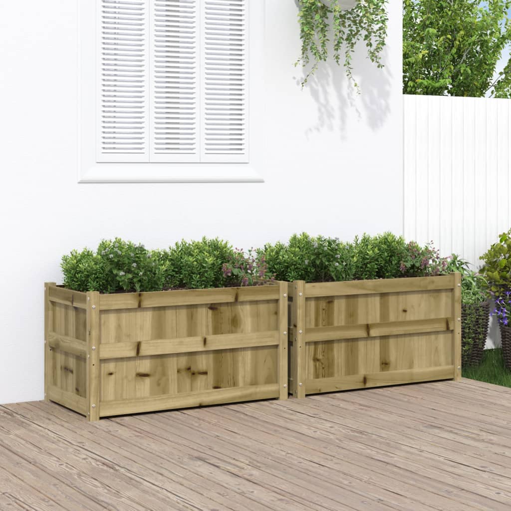 Lot de 2 Jardinières, Bac à fleurs, Pot de fleurs bois de pin n2382l - 2