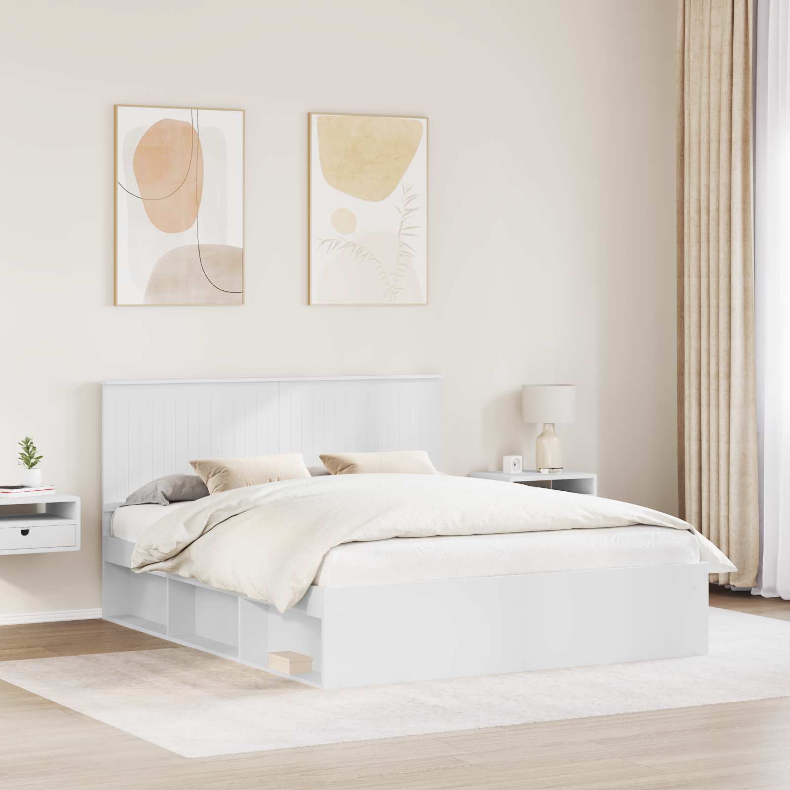 Cadre de lit, blanc, 160 x 200 cm, pin massif - 3