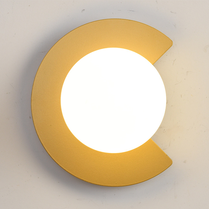 Lampa ścienna, kreatywna lampka nocna, lampa ścienna LED z żarówką, nowoczesna lampa sufitowa, 20 x 20 cm, złota (ciepłe białe światło)