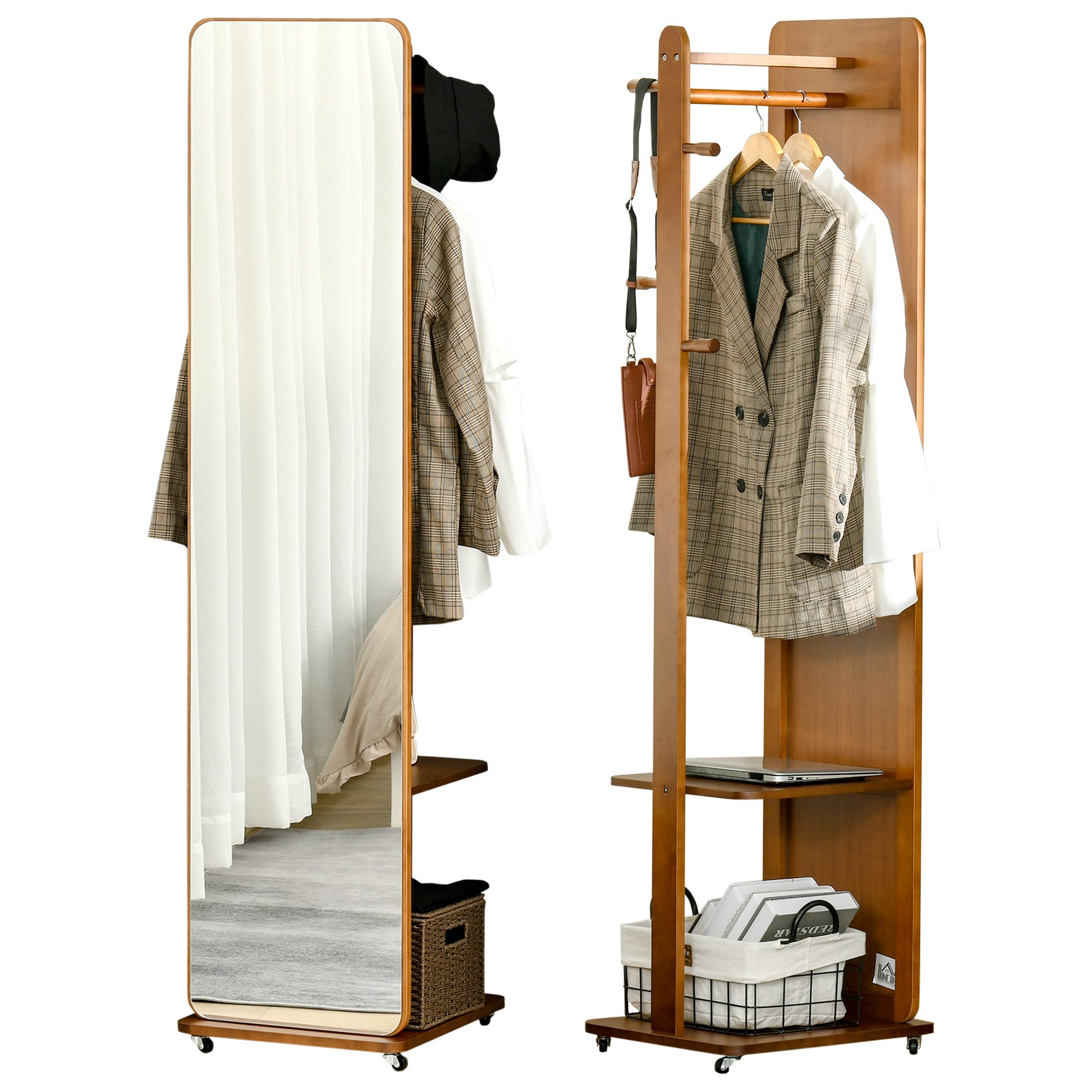 HOMCOM Miroir sur Pied Ovale, Grand Miroir avec Plateau en HOMCOM Miroir sur Pied Ovale, Grand Miroir avec Plateau en