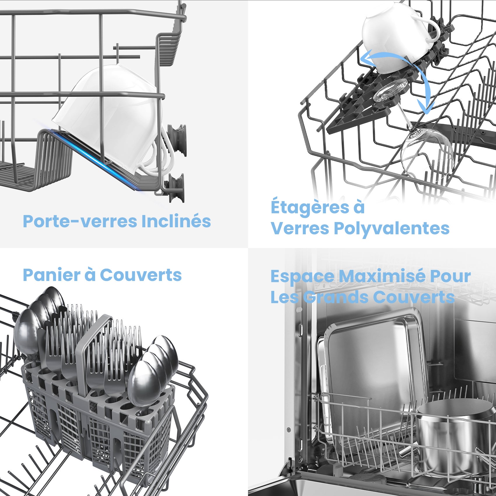 COMFEE Lave-Vaisselle Pose Libre 60cm, 49dB avec 12 couverts, Hygiene Lavage, Départ Différé, Demi-Charge - Noir [Energy Classe D] - 6