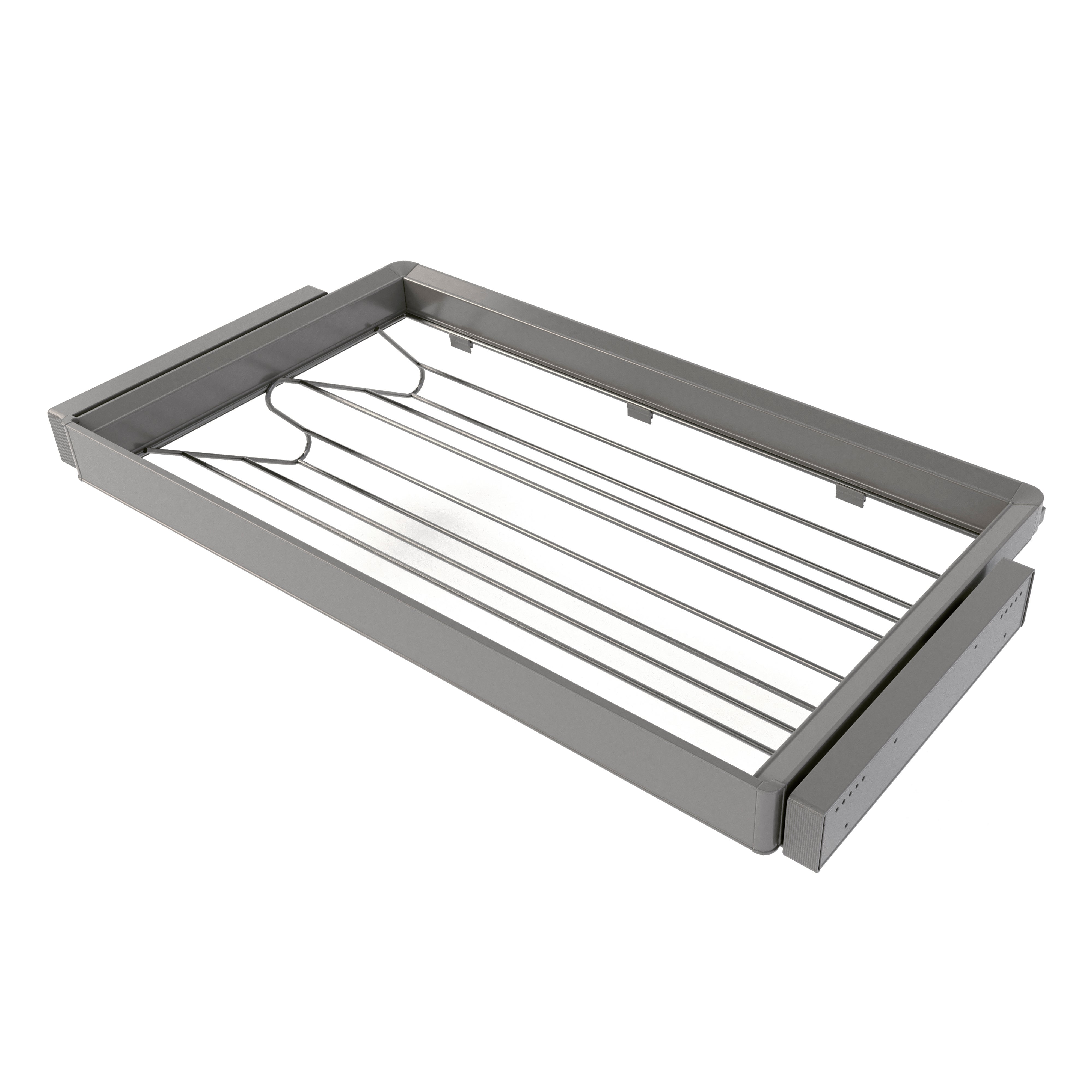 Emuca Kit Tiroir à Chaussures Quartz - Rack Ajustable 70cm Titane Avec Glissières Extension Totale Et Fermeture Douce Pour Armoire