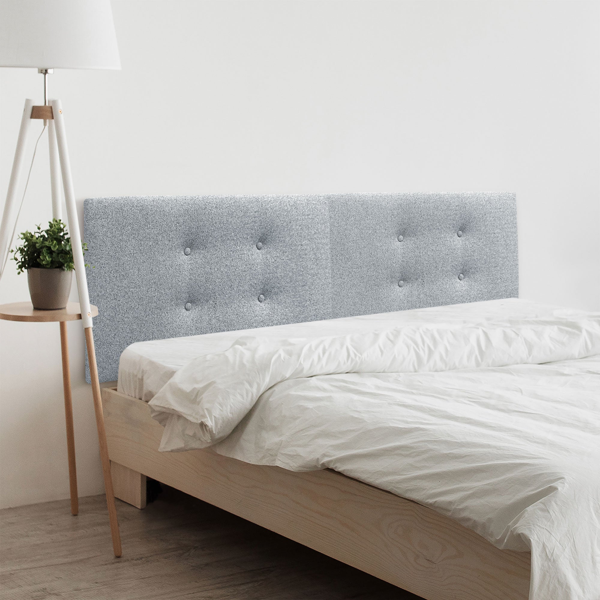 Dhome cabecero de tela acualine con 2 hileras dual dividido en 2 piezas tapizado de alta gama cabezal dormitorio (gris perla, 210cm)