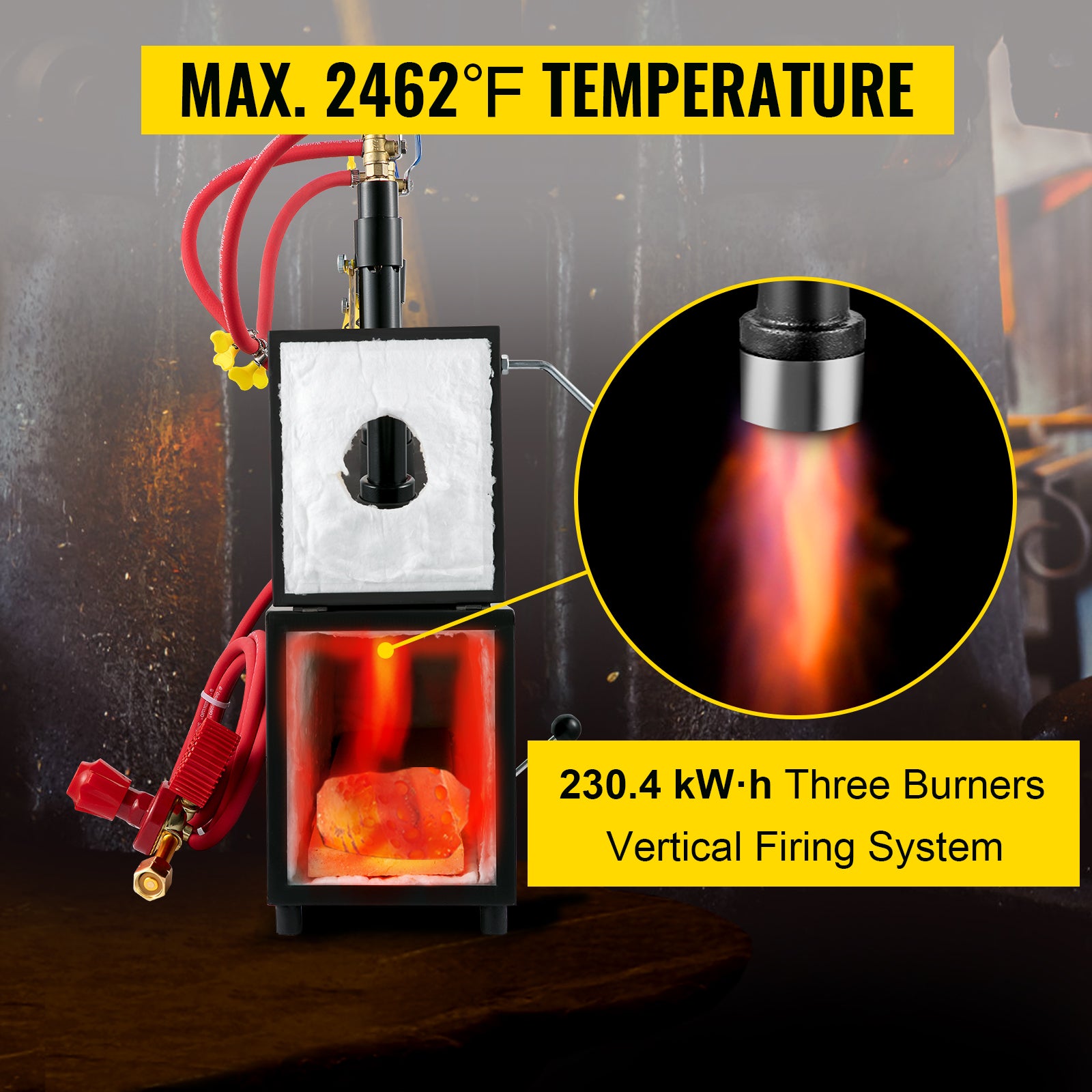 Four de forge à gaz propane,SucceBuy 3 brûleurs,fabrication d'outils en métal,forge portative,construction en acier,haute température - 4