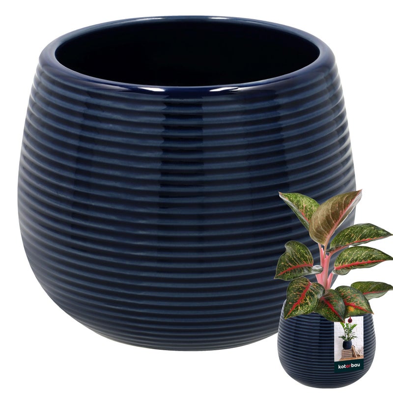 Donica osłonka doniczka okrągła ceramiczna 12cm ryflowana na kwiaty rośliny - KOTARBAU