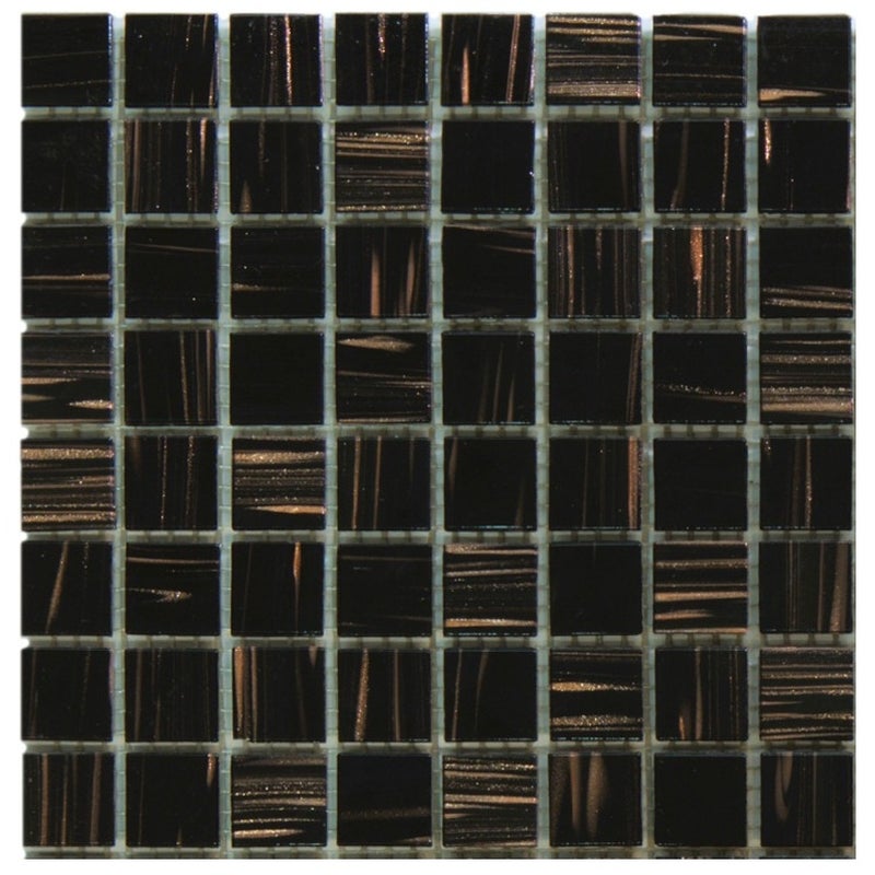 Próbka mozaiki szklanej z siatki w kolorze brązowo-złotym do łazienki i kuchni – wymiary próbki: 16x16x0,4 cm