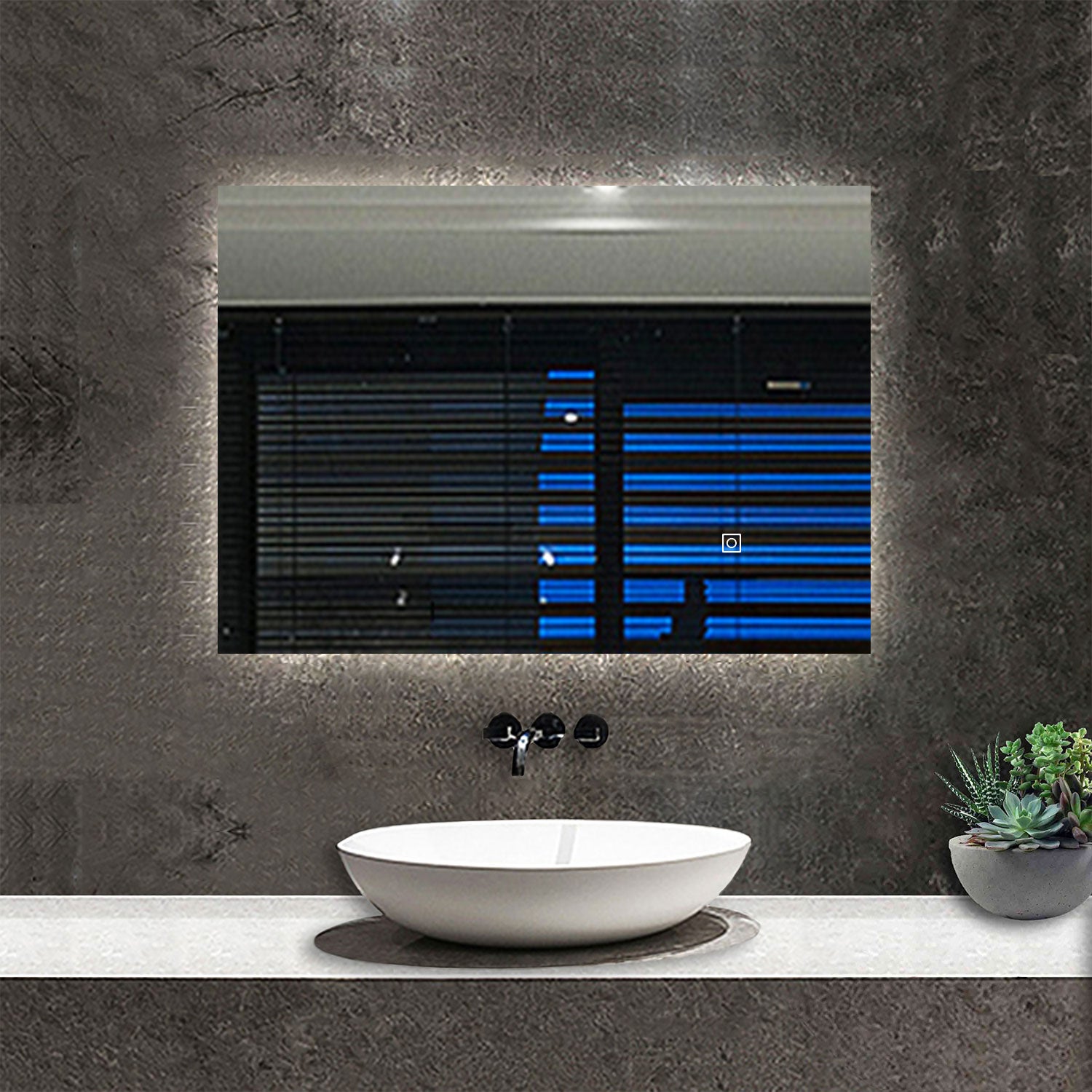 Specchio Da Bagno TETOTE Rettangolare - 152.4x76.2 Cm, Nichel Spazzolato, Vetro Temperato, Cornice Forte - Foto 2