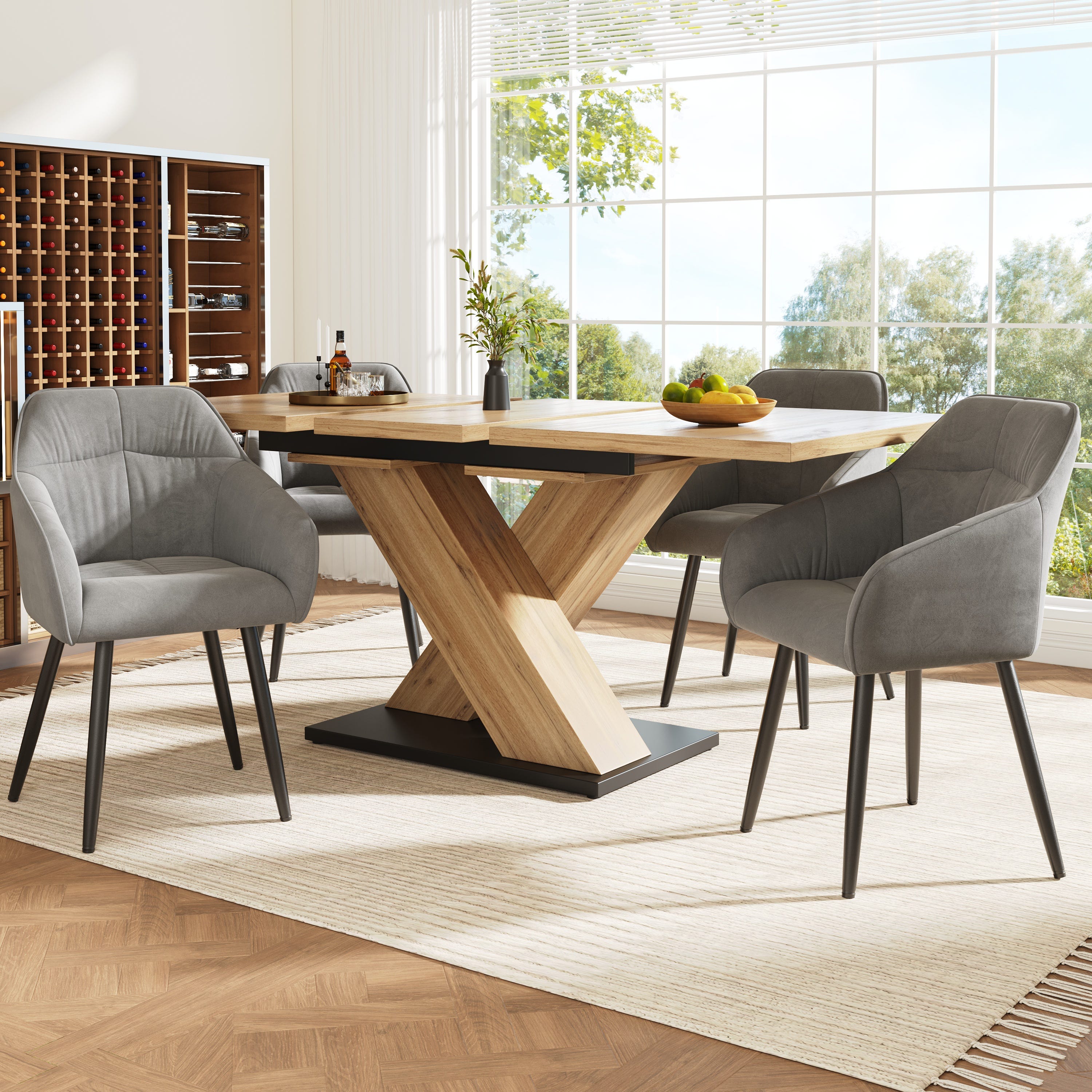 Set Tavolo Bar E 4 Sedie - Tavolo Salvaspazio 100x60x90 Cm In Rovere, Per Cucina E Soggiorno - Foto 8