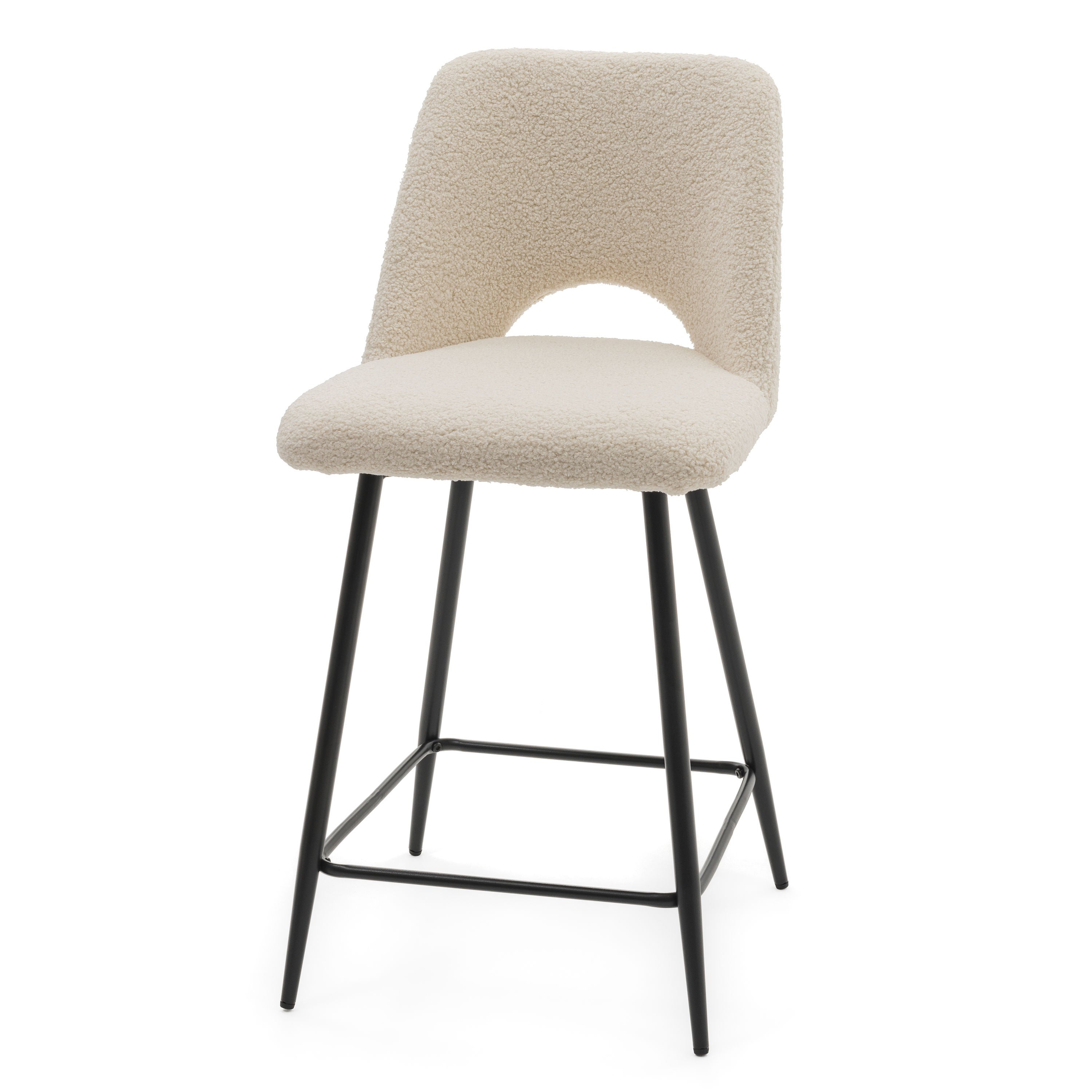 Hoker tapicerowany boucle teddy do salonu jadalni barowy ORO jasnobeżowy ecru - 3