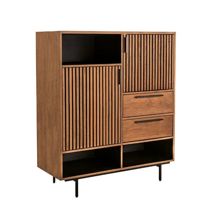 Buffet haut design teck recyclé intérieur noir FANO - 2