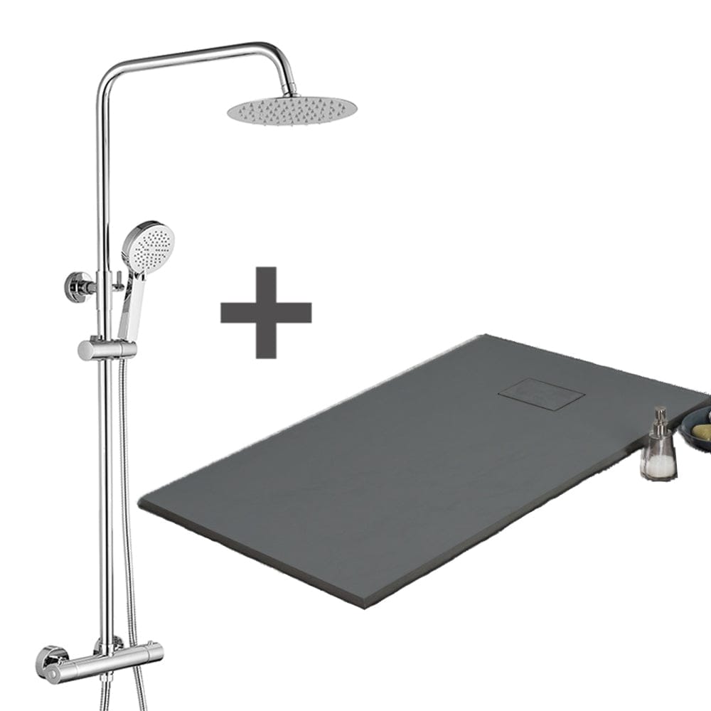Pack Receveur De Douche 80 X 120 Cm Extra Plat Gris Basalte Colonne pack-receveur-de-douche-80-x-120-cm-extra-plat-gris-basalte-colonne