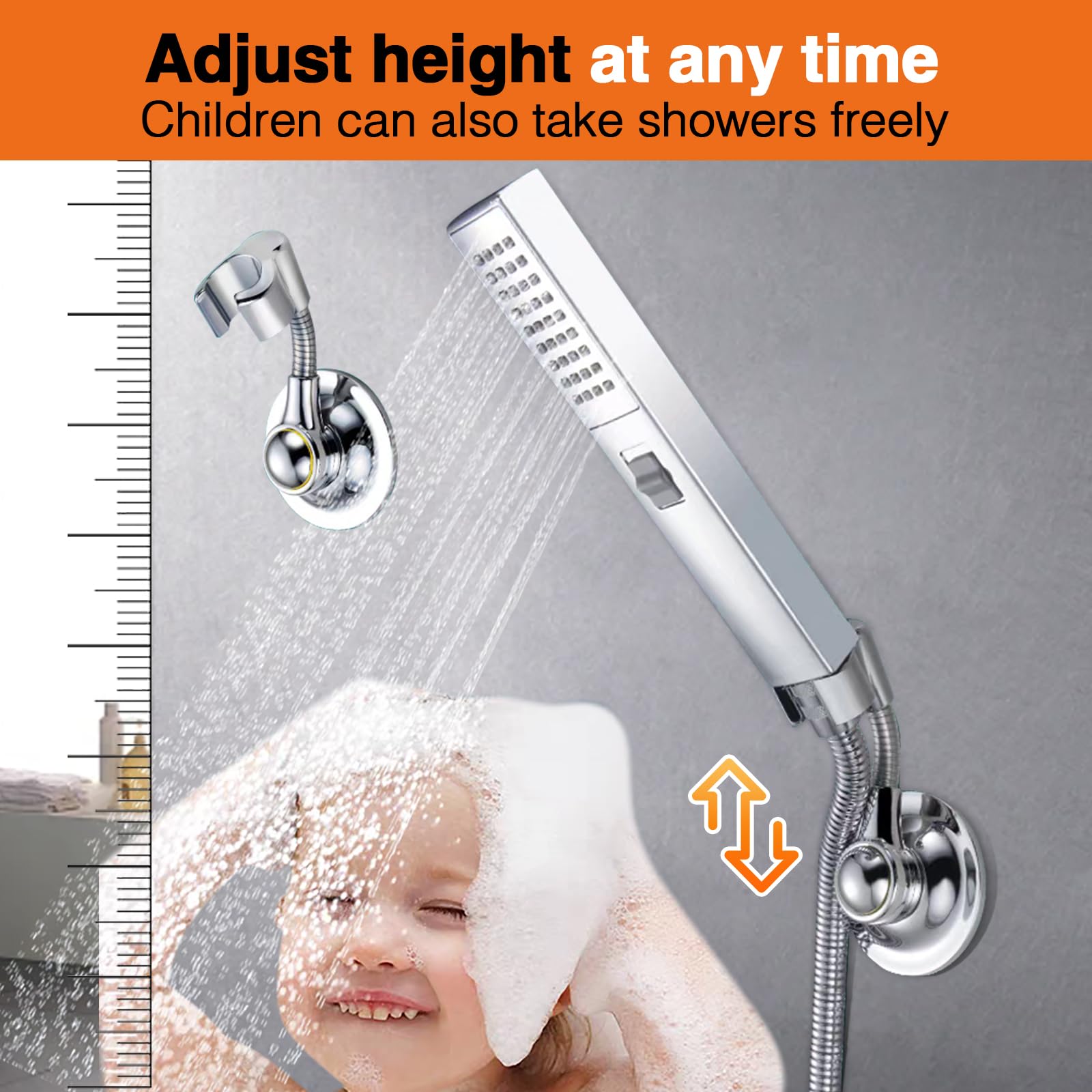 Support de Douchette Ventouse, Sans Percage, Support de Pommeau de Douche Reglable à 360°, Support de Douche à Main, ABS, Chromé - 5