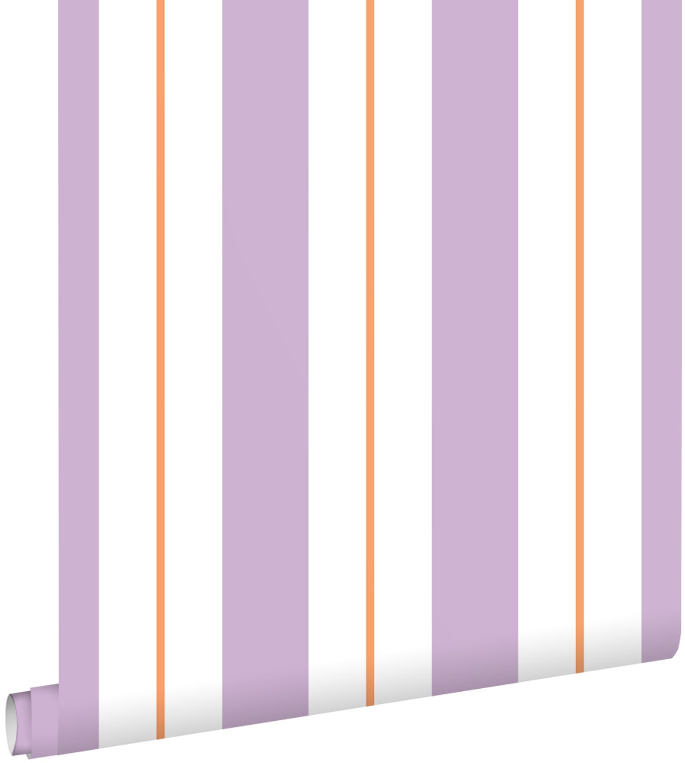 Tapeta paski fioletowymIpomarańczowym - 50 x 900 cm - ESTAHOME