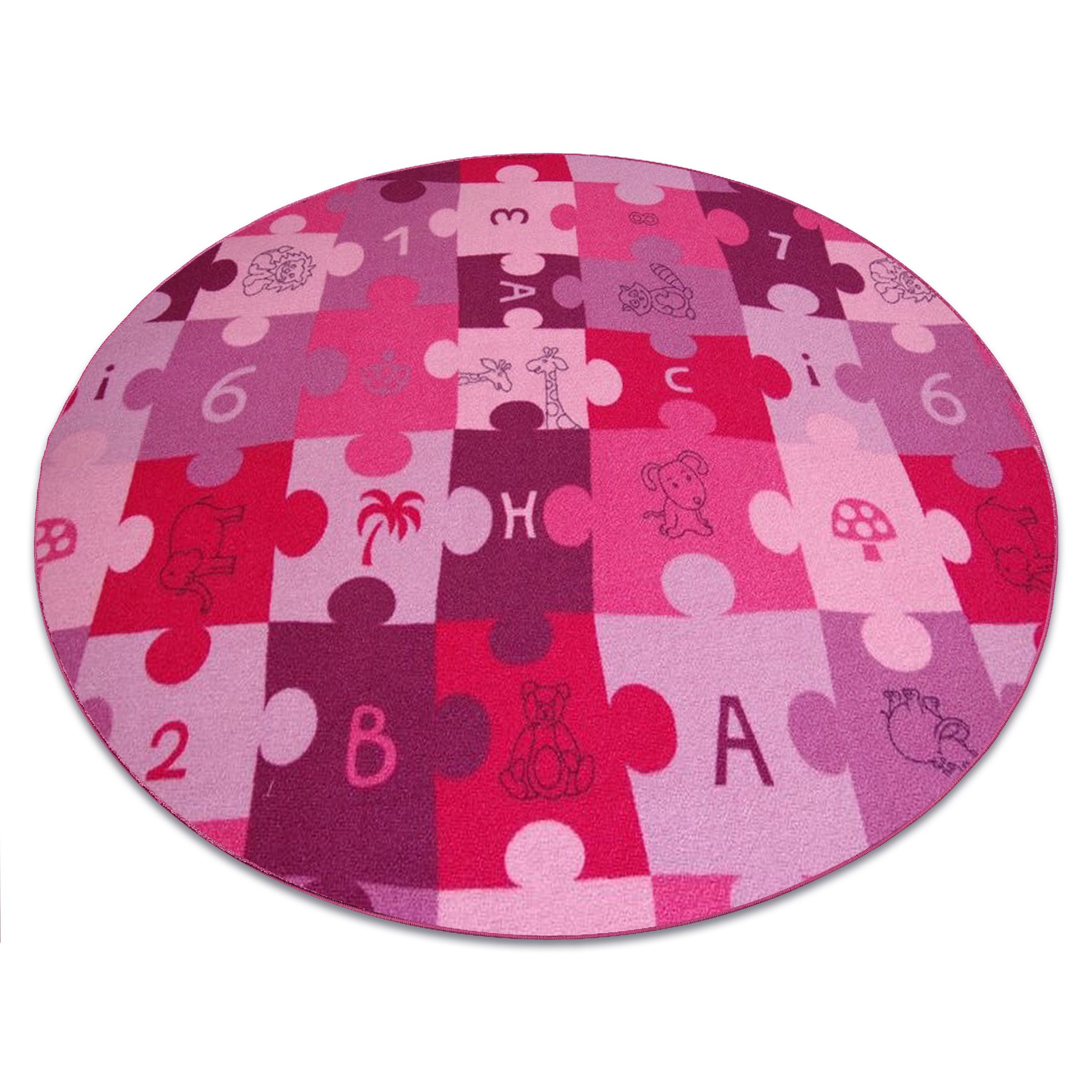 Dywan dziecięcy PUZZLE fiolet koło koło 133 cm