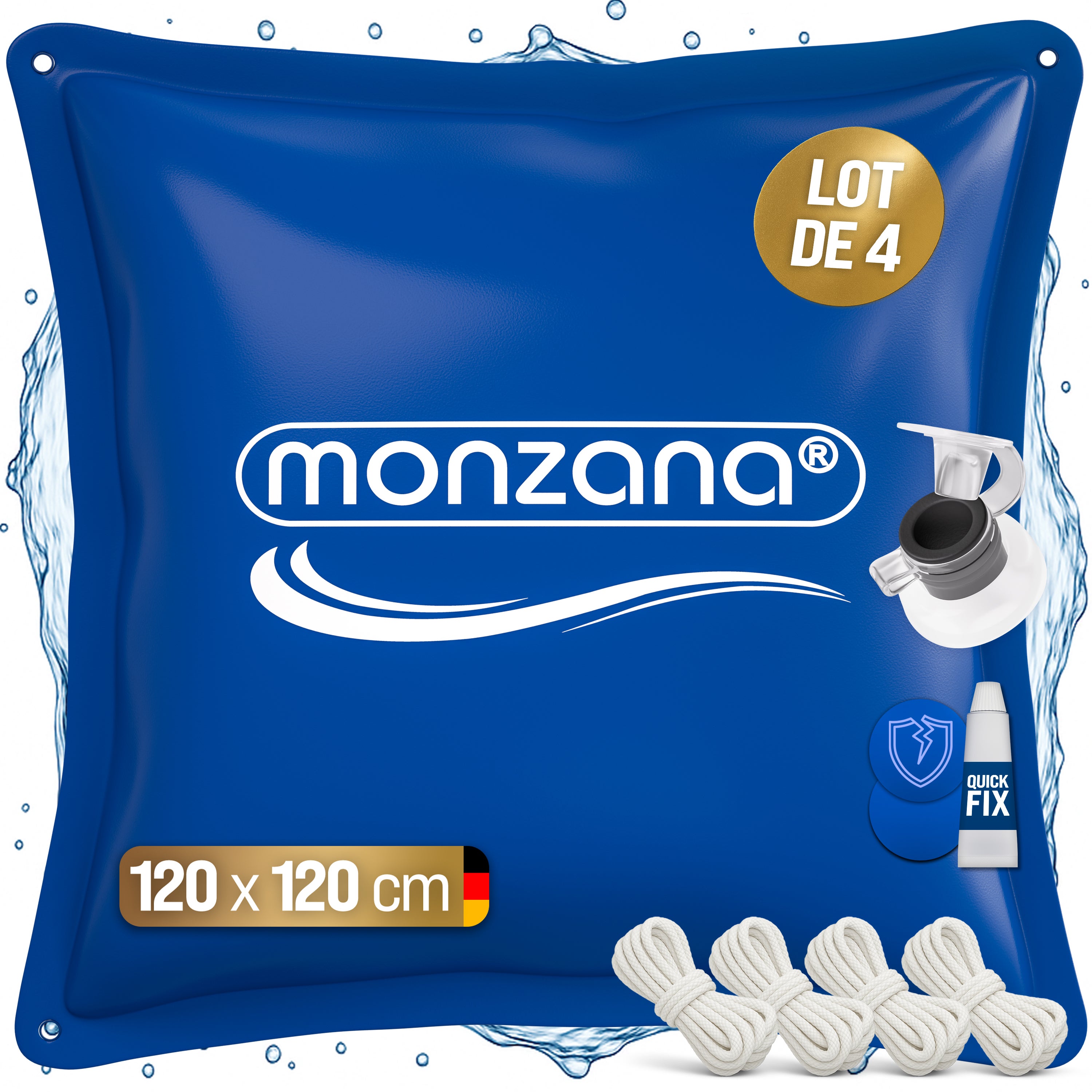 Cojín de piscina juego de 4 piezas azul 120x120cm -20°c