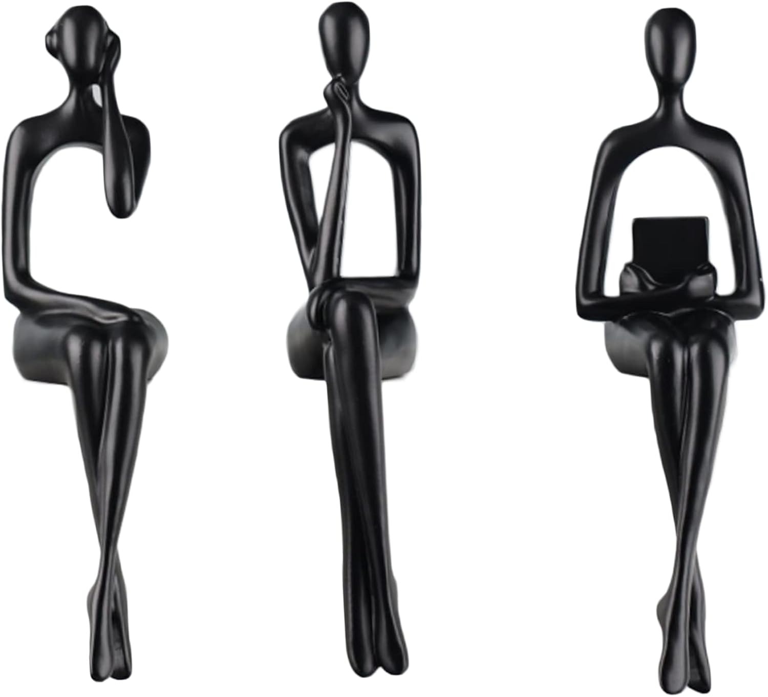 Kuuleyn Statue Assise Philosophe - Figurine Femme Lisante En Résine Pour Décoration Étagère Et Bureau