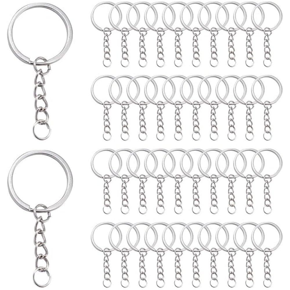 Lot De 10 Anneaux Porte-clés Argentés 25 Mm - Pour Création Bijoux Ou Bricolage - Neuf