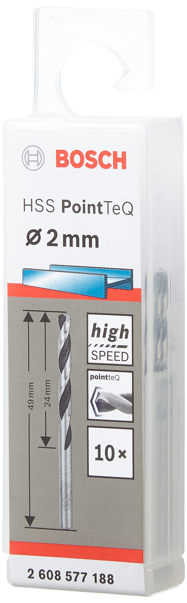Bosch Professional - Foret hélicoïdal 2mm métaux HSS POINTTEQ 2x24x49mm - 2608577188 - 8