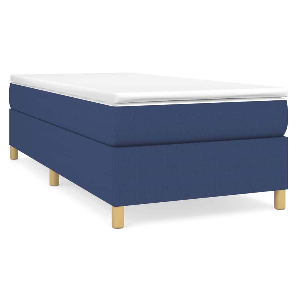 Sommier à lattes avec matelas bleu 100x200 cm en tissu - 2