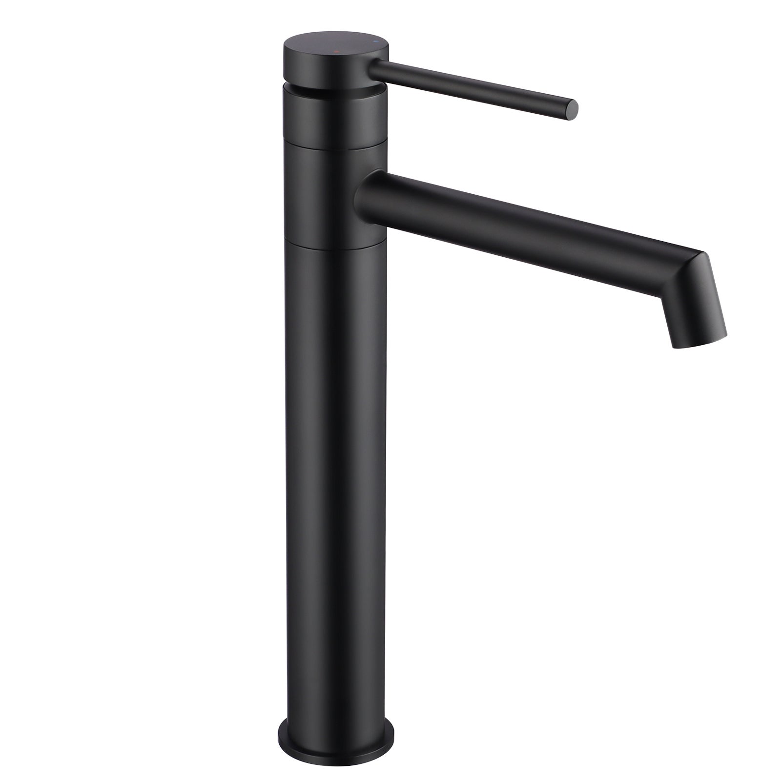 Czarna wysoka bateria umywalkowa, matowa, 24 cm, do umywalki nablatowej, stal nierdzewna 304