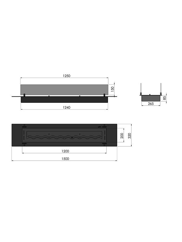 INSERT SLIM - Biolareira embutida a bioetanol preta com vidro - 1500 - 2