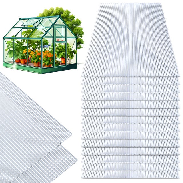14x Plaque polycarbonate 4mm 121x60,5cm Plaque polycarbonate translucide résistant aux UV double paroi isolante alvéolaire pour Serre