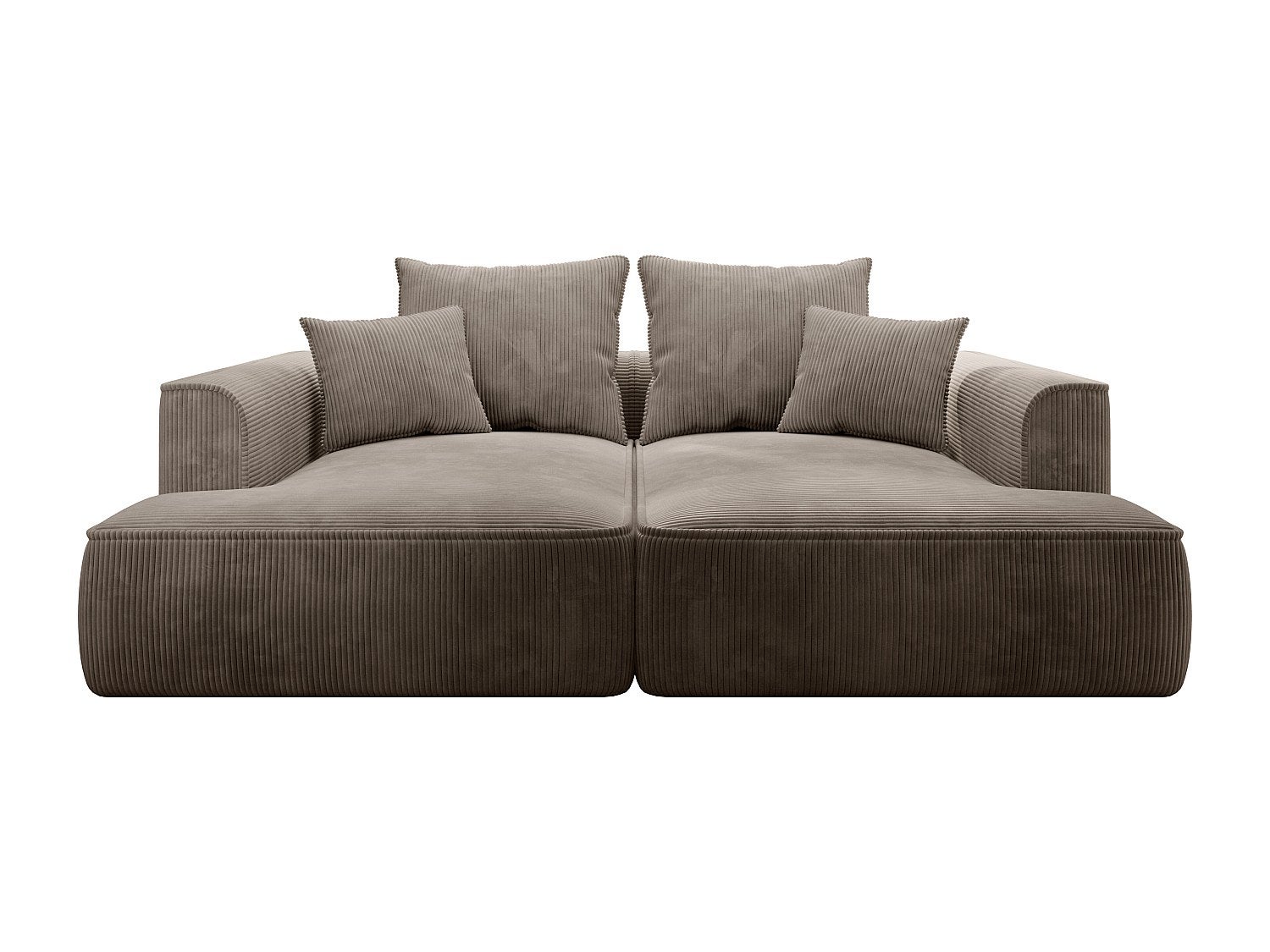 Canapé 3 places confort assise profonde en velours côtelé taupe PINETA - 2