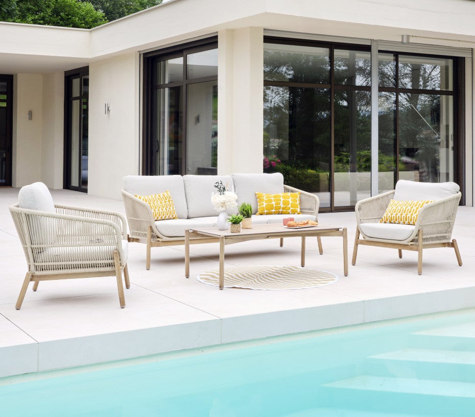 Salon bas de jardin en Métal Marron 5 personnes - 2