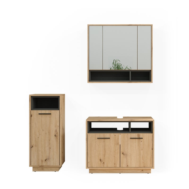 Vicco Zestaw mebli łazienkowych Beatrice, Dąb rzemieślniczy, 3 części