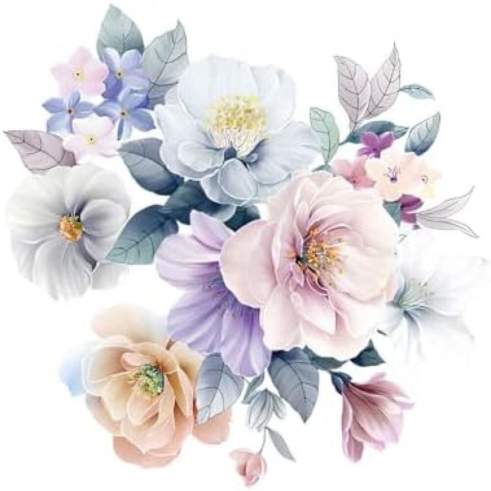 30x90cm Stickers Muraux Fleur de Pivoine, Stickers Muraux Vintage Fleur ...