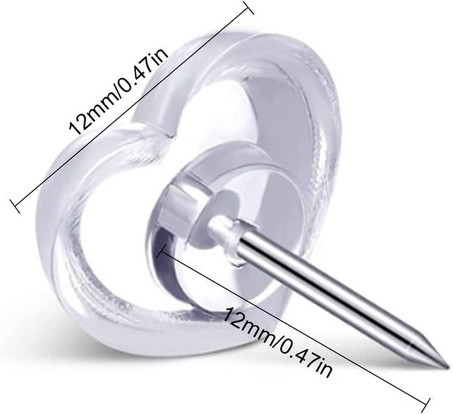 60 Puntine Da Disegno Trasparenti Con Testa Piatta 16mm - Per Bacheche, Pareti E Decorazione - Foto 3