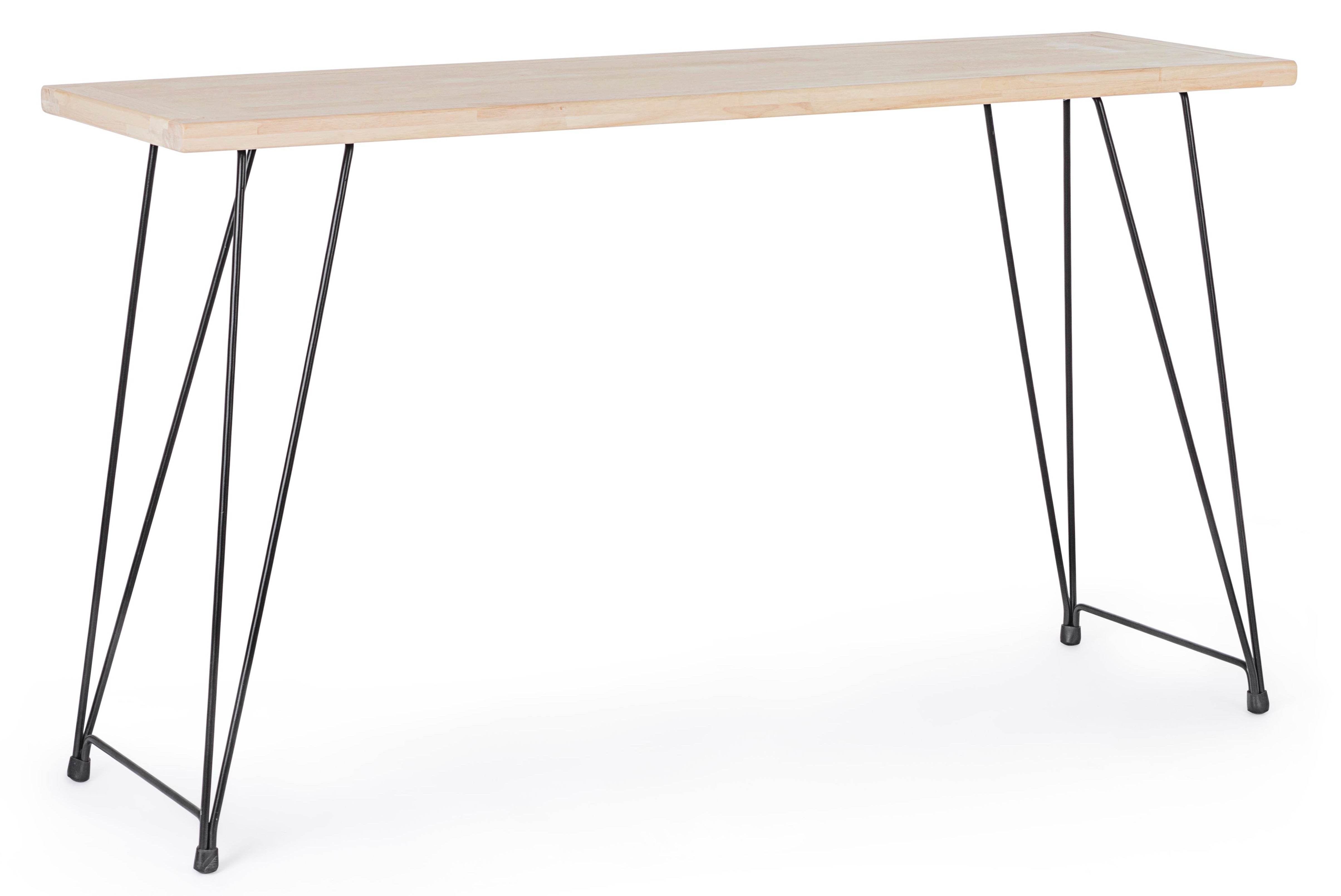 Console en bois de l'hévéa blanchi et pieds acier noir Dino 140 cm ...