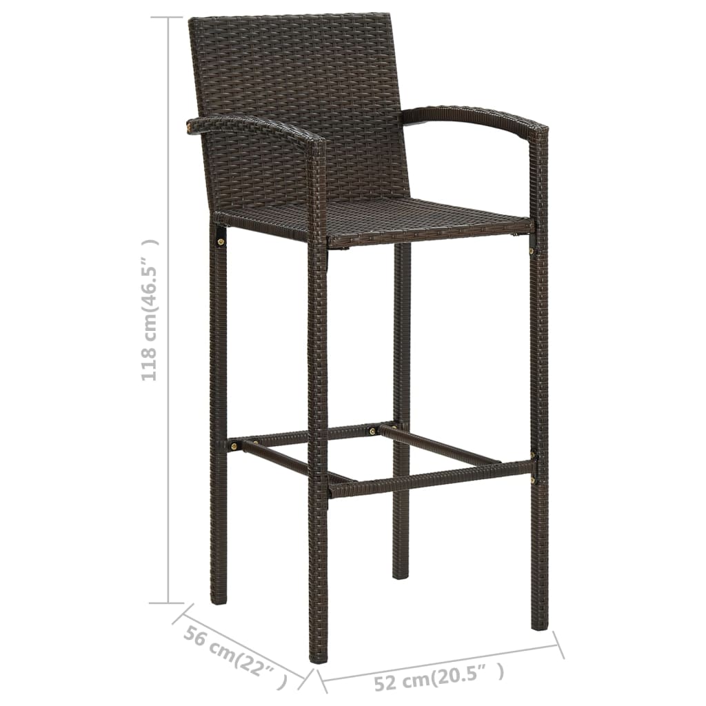 Maison Exclusive - Set Bar da Giardino 5 pz con Braccioli in Polyrattan Marrone - 9